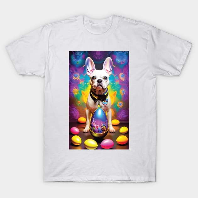 French Bully with Easter Egg Globe T-Shirt by joejdiaz